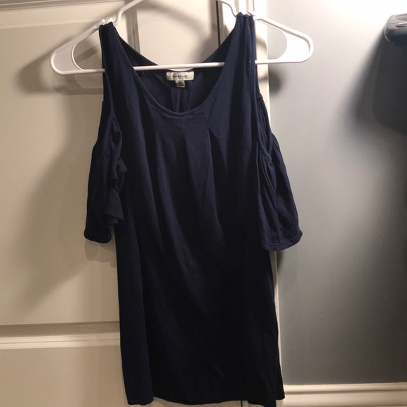 dark blue open shoulder shirt - Picture 2 of 3